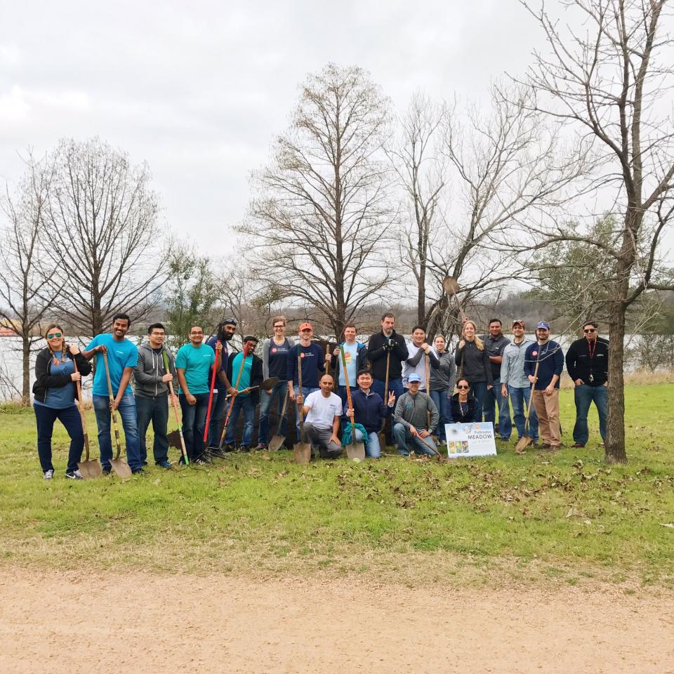 Team Arm Austin helping clean up Lady Bird Lake and plant new gardening beds