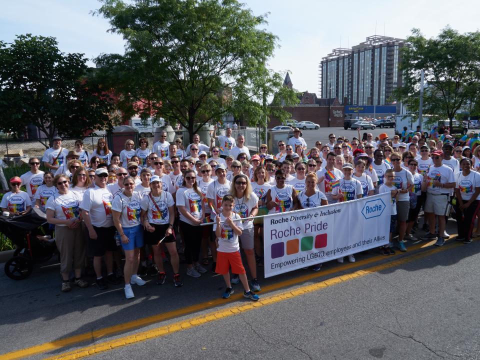 Roche employees show their support at the Indianapolis Pride Parade