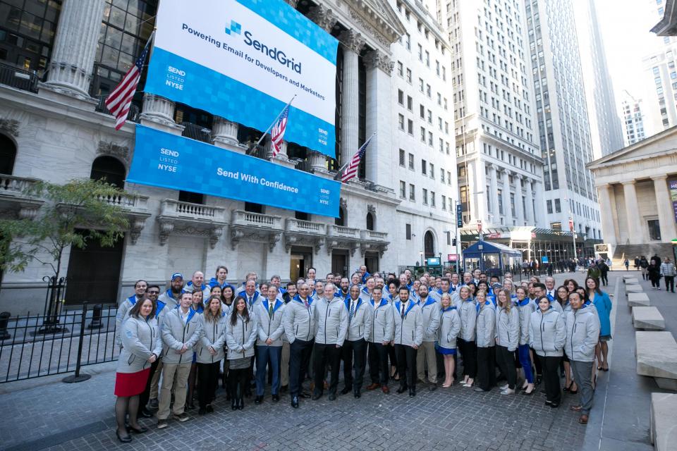 Gridders outside of the NYSE for SendGrid's 2017 IPO