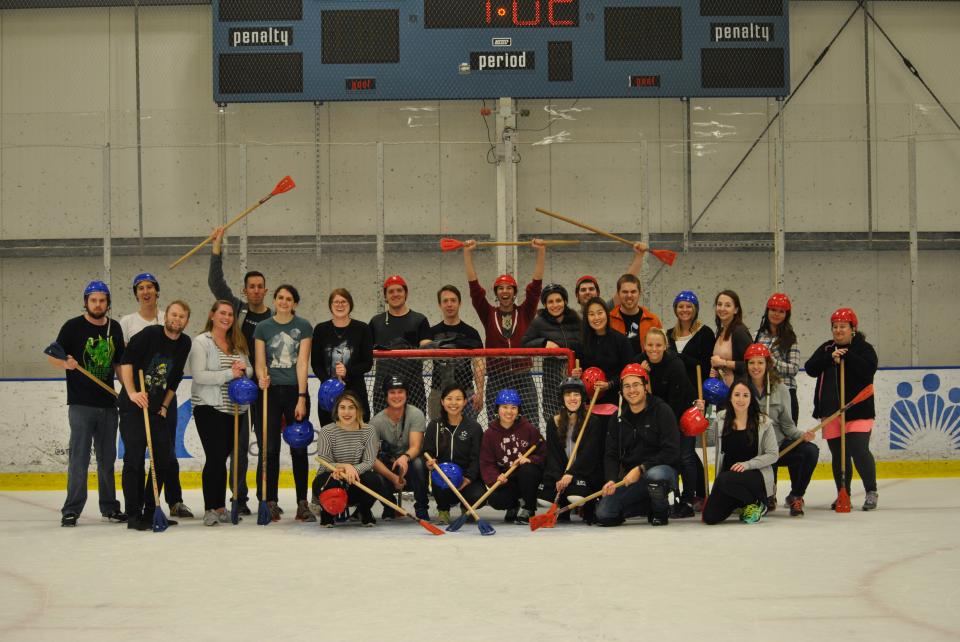 A friendly hockey game helps build team spirit and camaraderie 