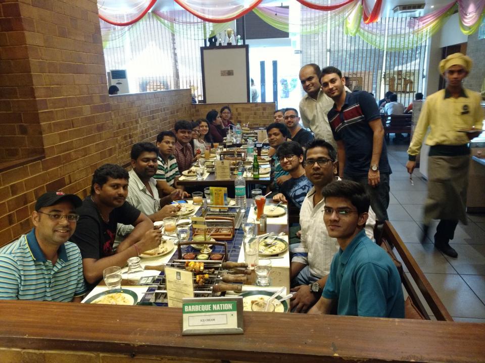Eccella India enjoying lunch together at a Mumbai BBQ joint