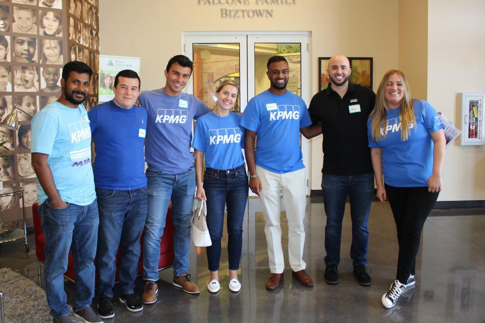 KPMG team members in the Cincinnati office participating in a bowl-a-thon for charity.