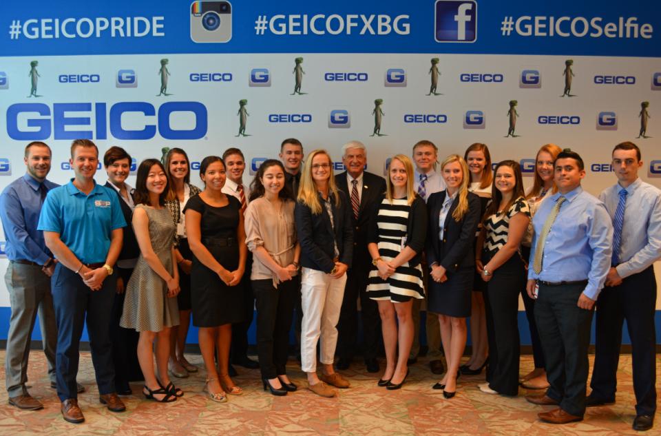 GEICO's Fredericksburg, VA 2015 summer interns with Chairman and CEO Tony Nicely