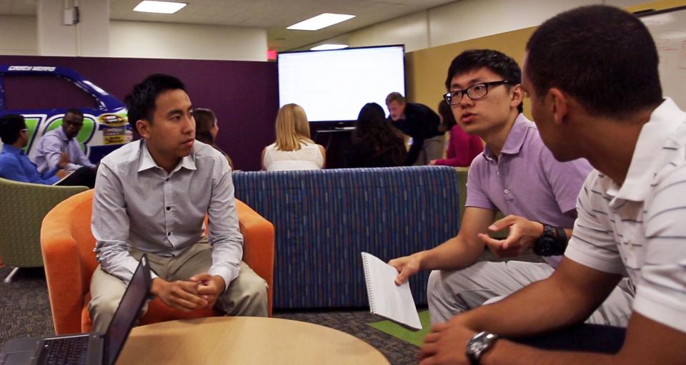 IT huddles like this one, turn ideas into better ways to serve customers. (or) Our summer interns get experience working on real world challenges, not just busywork.