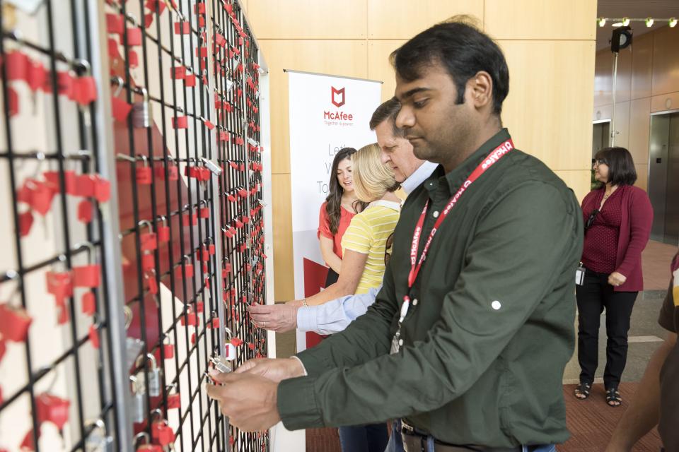 Santa Clara Employees Signing the Lock Wall