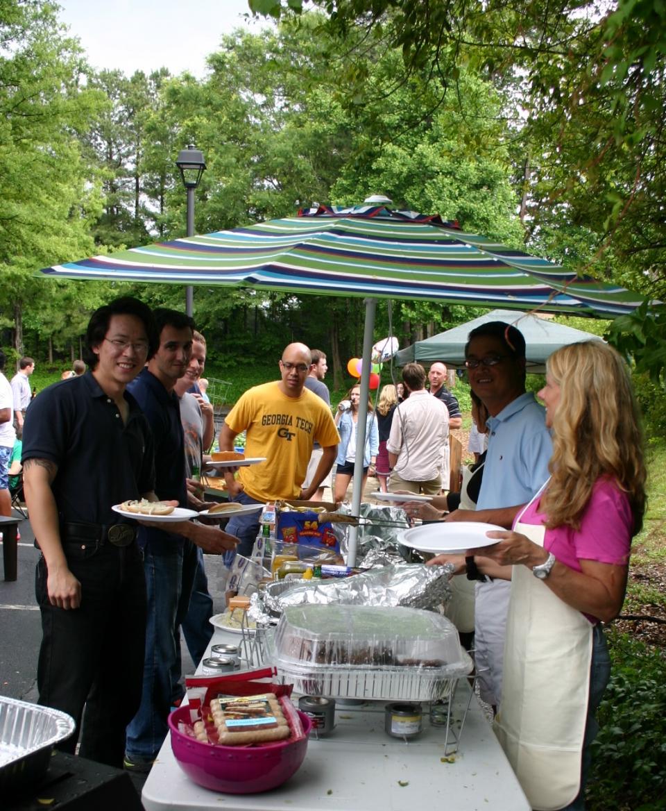 Enjoying a team cookout