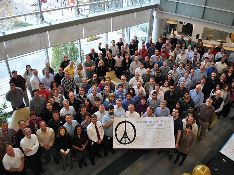 Compuware Employees showing our support for our Paris employees after the Nov. 2015 bombing attacks