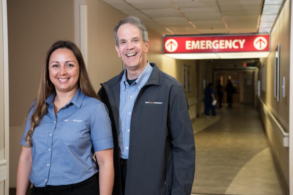 BEST concierges delivering pie to Emergency Department staff during the height of COVID-19 surge