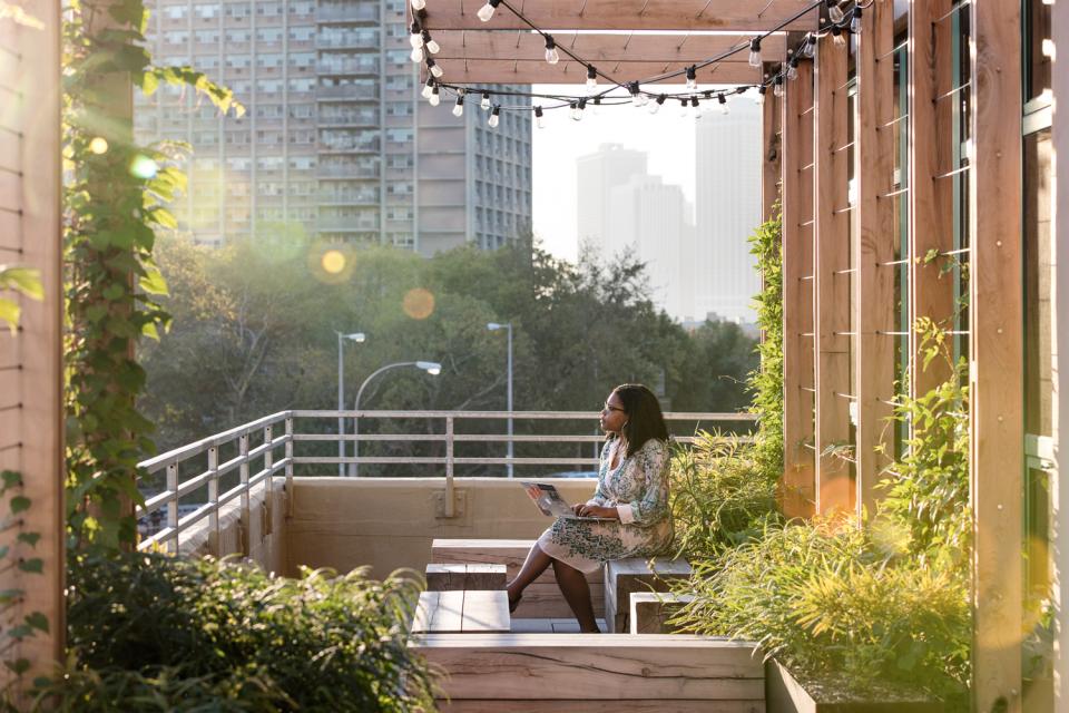 Employees can work from anywhere in our wi-fi compatible building, including our large rooftop garden or terraces.