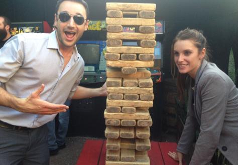 Giant Jenga at the Bar-cade