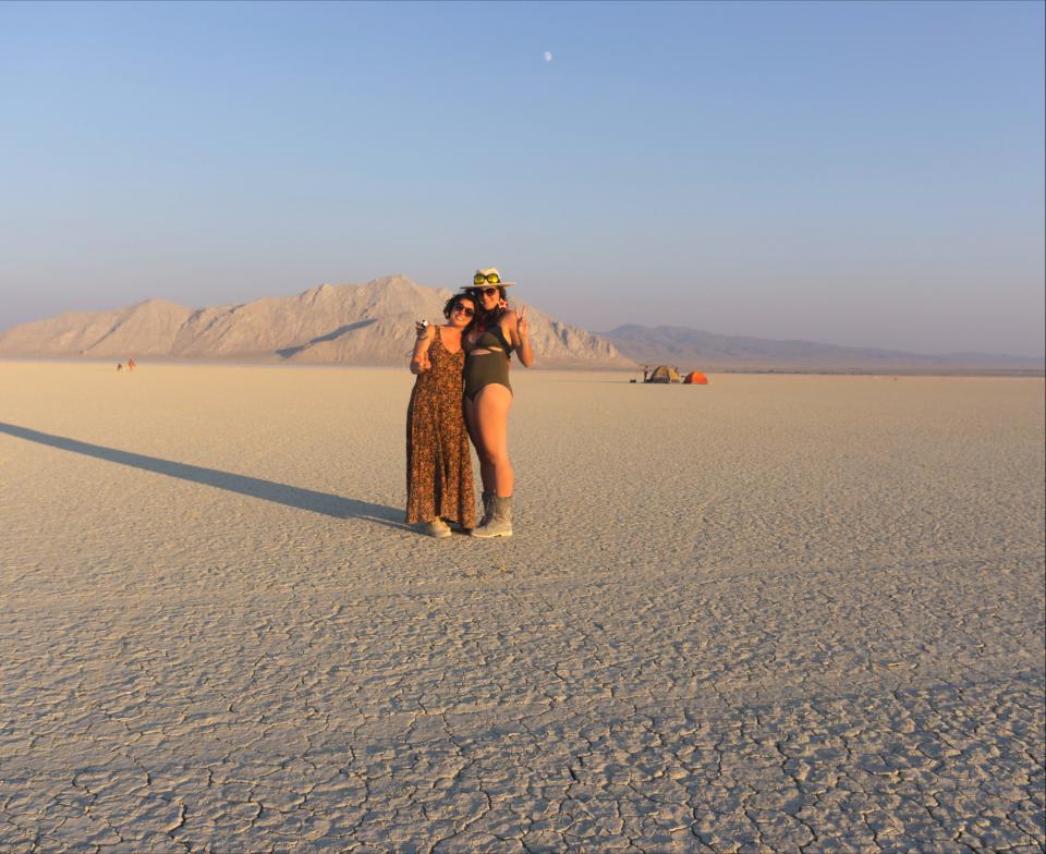 Associate Producer Alexa Baggitt and Office Coordinator Jessica Mello at Burning Man for \