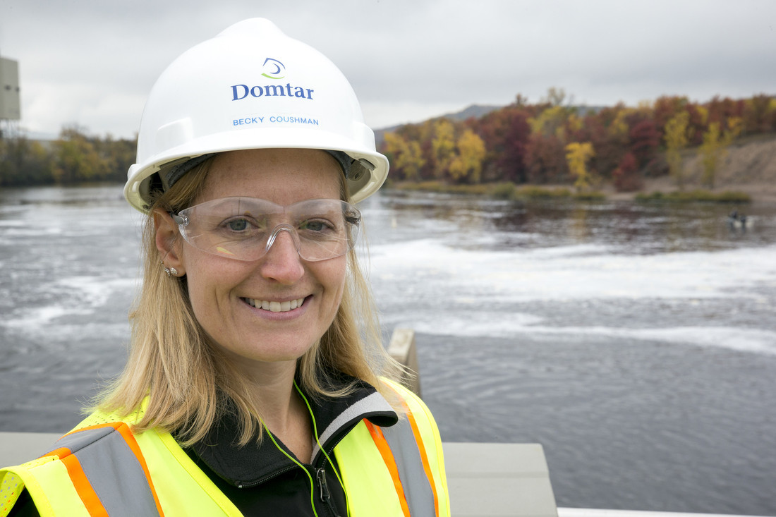 An employee outside our pulp and paper mill in Rothschild, WI