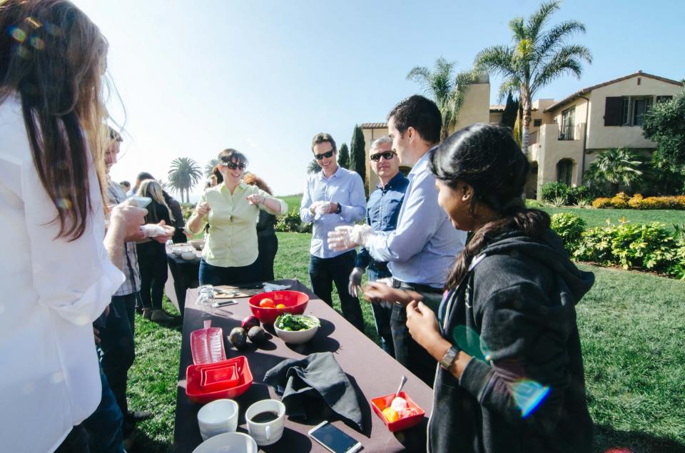 Guacamole making contest at our All-Hands Retreat