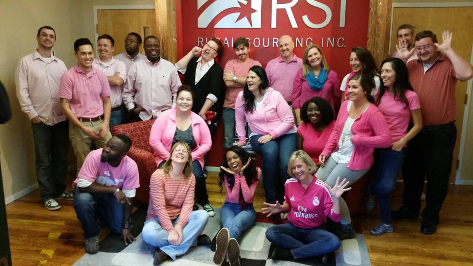 The Augusta, GA location dressed in pink for Breast Cancer Awareness to support breast cancer research on Friday, October 23, 2015!