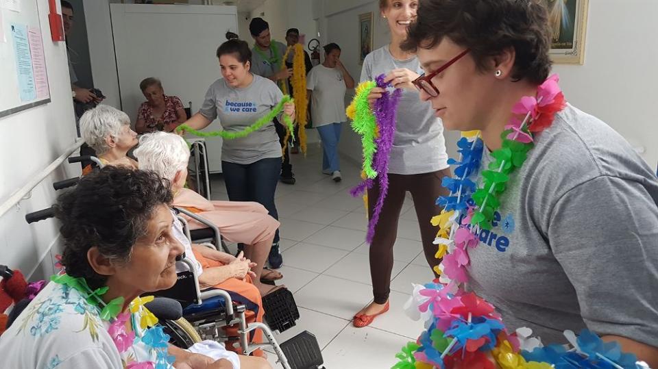 Our team down in Brazil volunteers their time with local elderly.