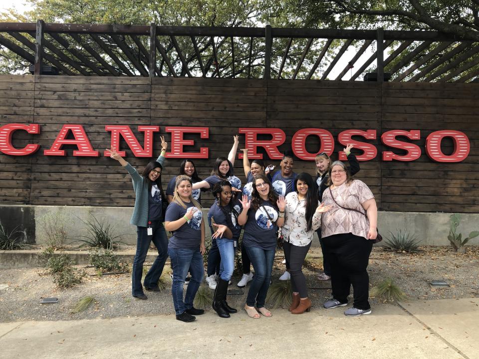 Employees wear moustaches to bring awareness to men's health. 