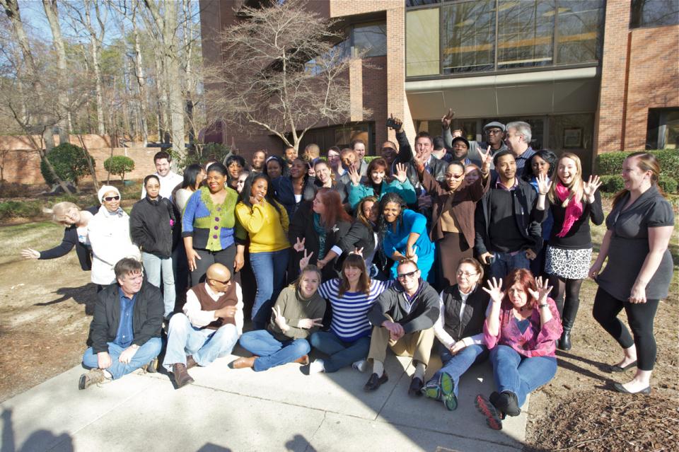 Employees from the Greensboro location gather outside the office!