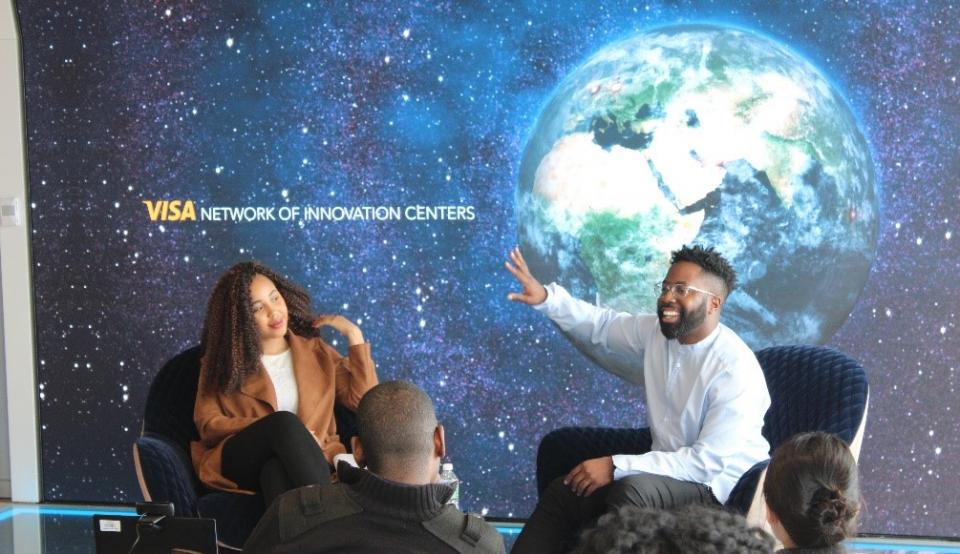 Members of Visa's Black Employees resource group host a discussion about diversity in the technology industry during one of the many events honoring and celebrating Black History Month this year