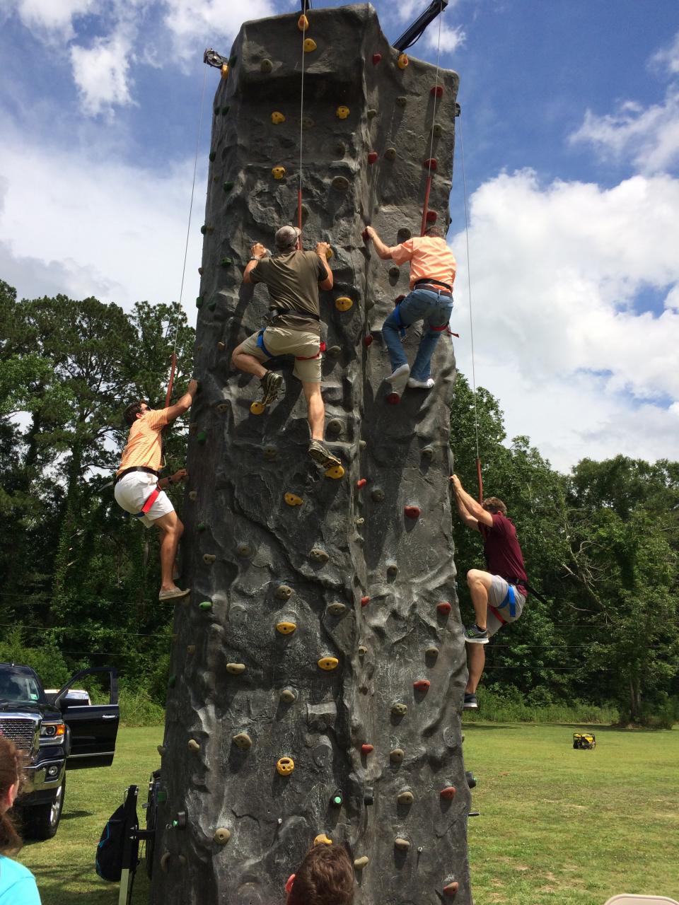 Rock climbing wall at annual crawfish boil