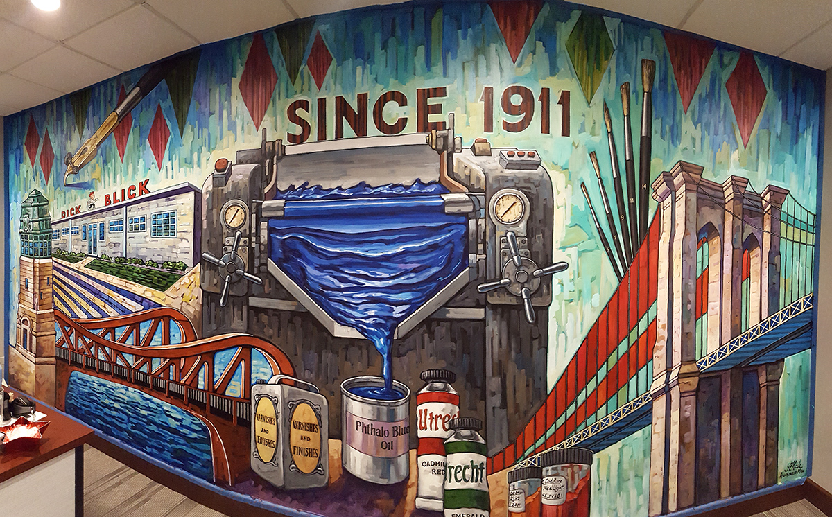 Mural in our Highland Park, IL Home Office  