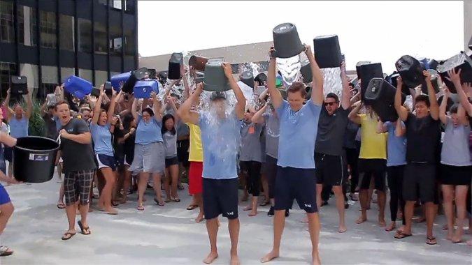 Employees taking the ALS Ice Bucket Challenge alongside our Co-CEOs Ariel Emanuel and Patrick Whitesell after being challenged by client Hugh Jackman.