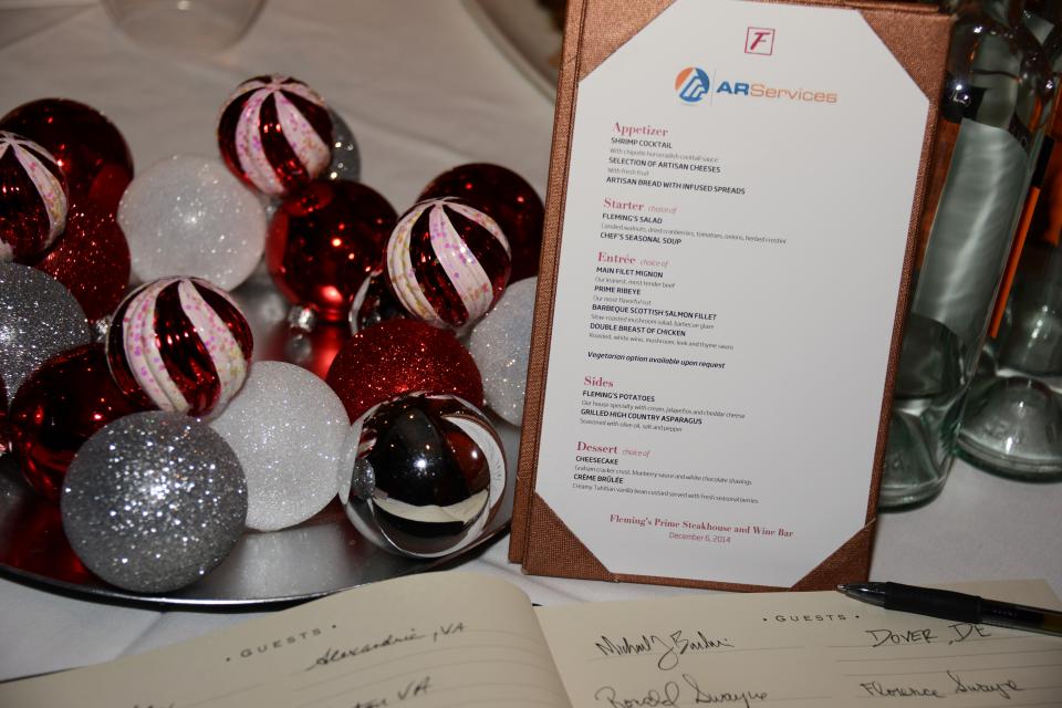 2014 Holiday Party Menu & Centerpiece