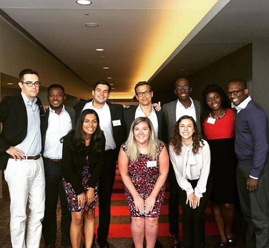 Colleagues posing for a photo during the Jumpstart UGrad Careers Diversity Forum. Oliver Wyman participates annually, and the forum is designed to educate, empower and employ the next generation of future business leaders!