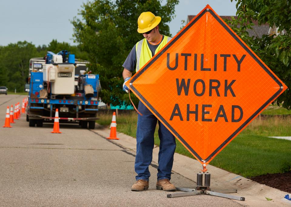 Setting up for an electric line repair