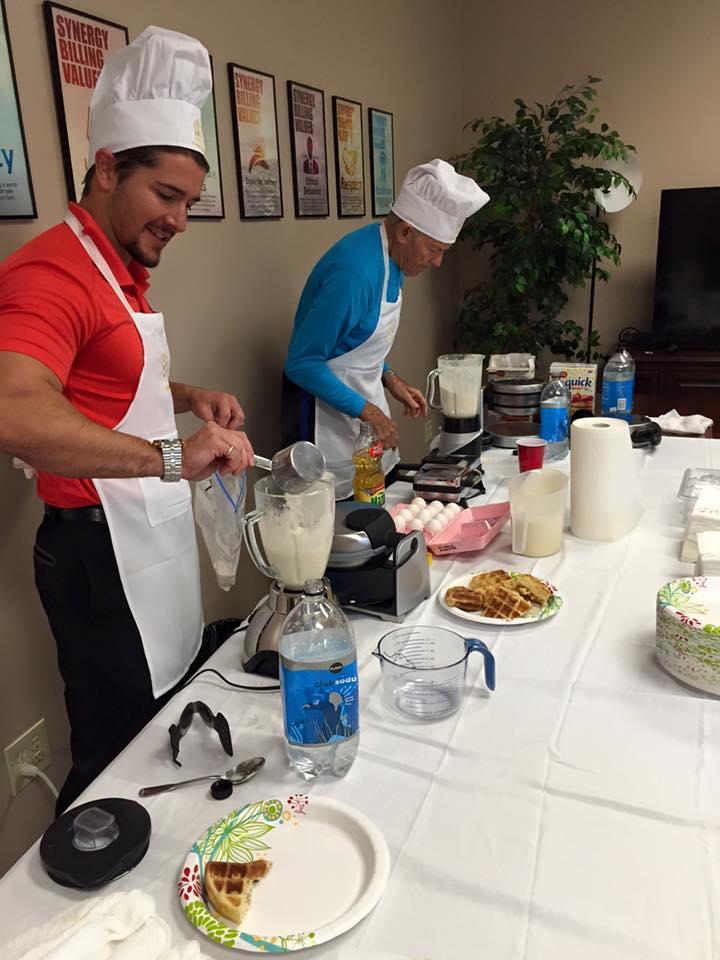 Our CEO preparing waffles on Employee Appreciation Day