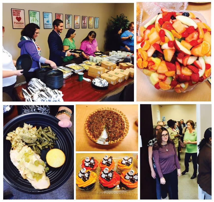 Synergy Billing employees share our Thanksgiving meal