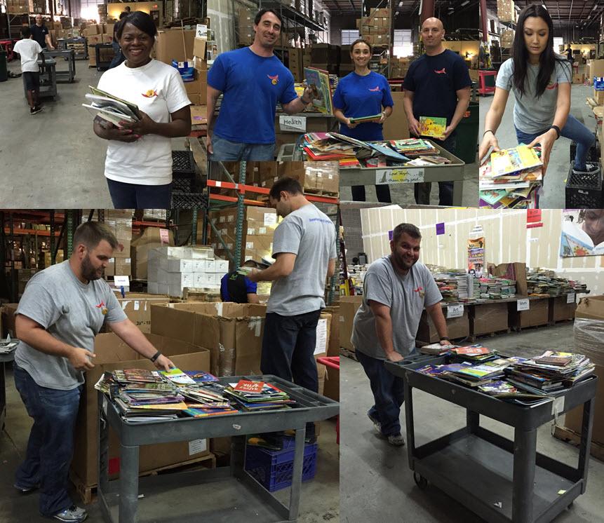 AGL Employees sorted and packed books for Books of Africa Warehouse. Books are shipped to several countries in Africa.