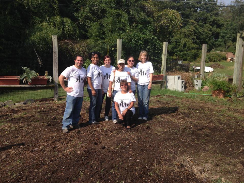 HBP employees complete a hard day of gardening for the American Horticultural Society during the CPA Day of Service.