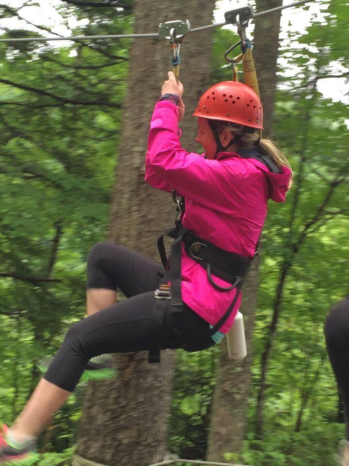 Zip lining during Northstar Recycling’s 2015 Company Sales, Client Development, and Marketing Retreat at Ace Adventure Resort