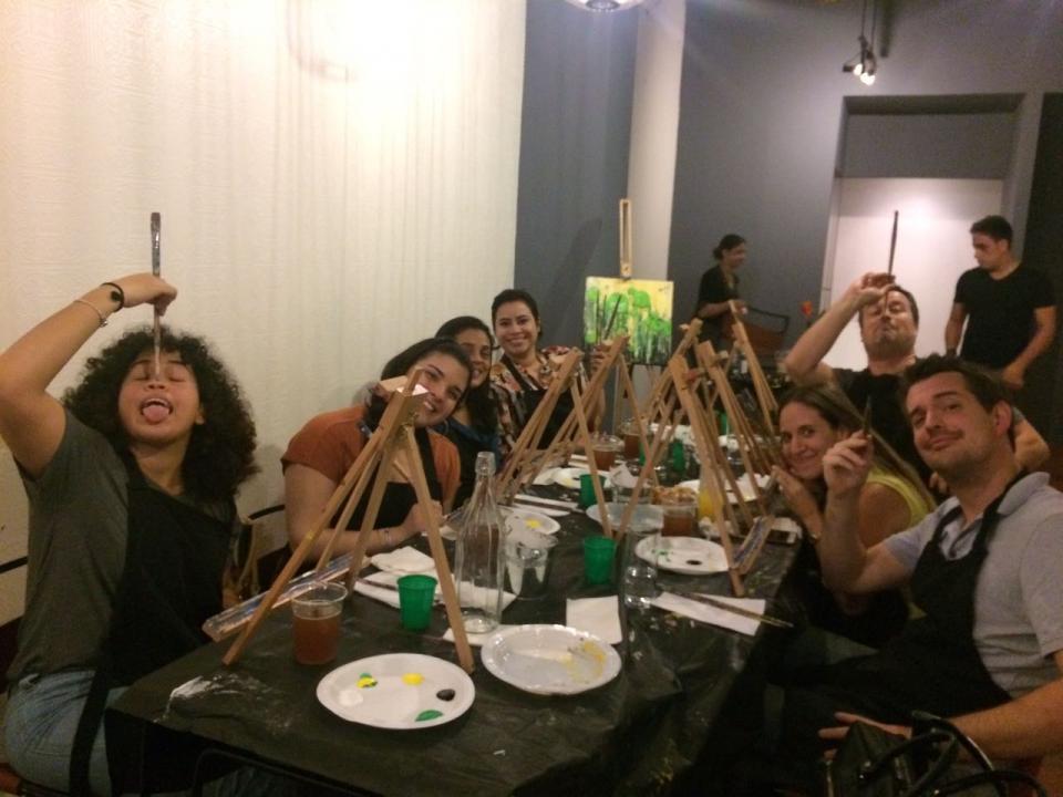 Team bonding over drinks and paint!