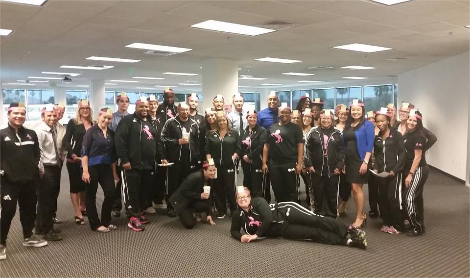 Our Arizona office playing a fun team build game on Tracksuit Thursday!