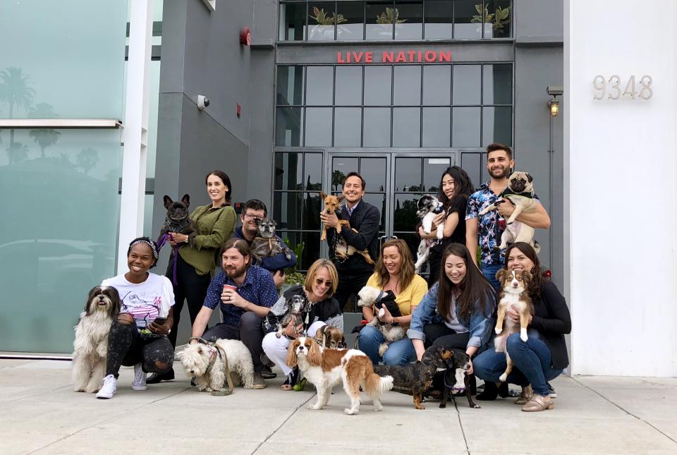 Group pictures include four-legged friends at Live Nation’s dog friendly offices.