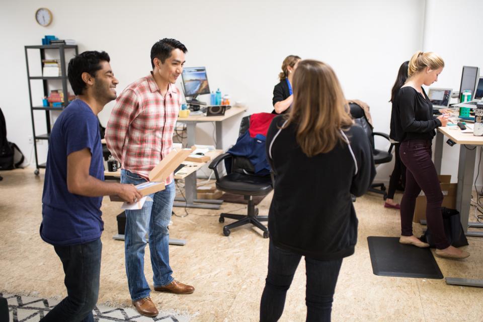Stand-up desks, stand-up meetings at Stride HQ