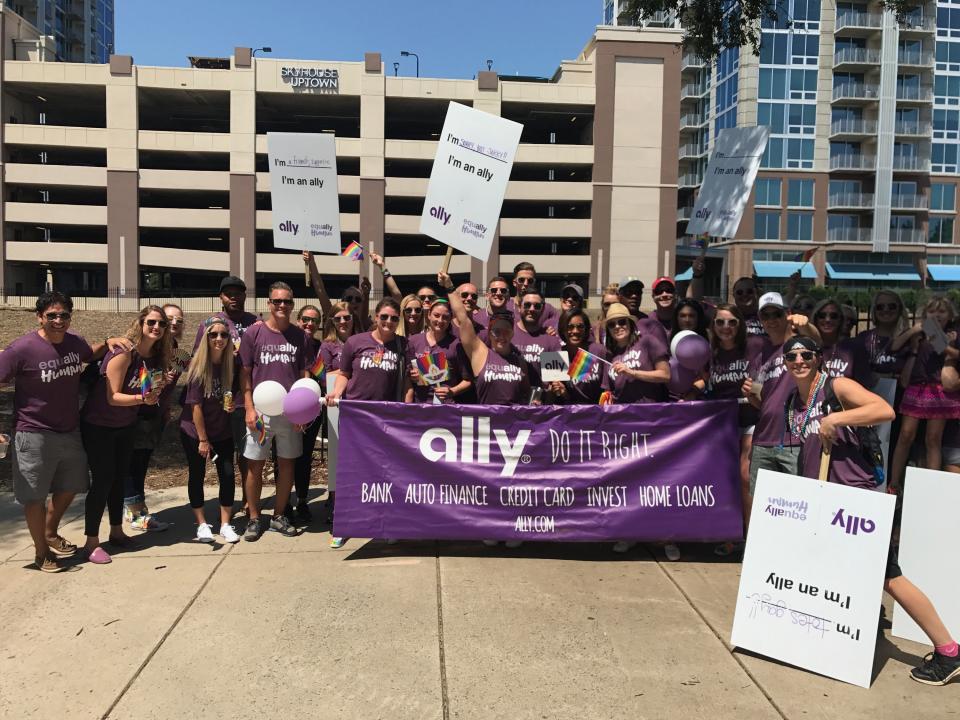 Black African American ALLYs ERG members attending an event