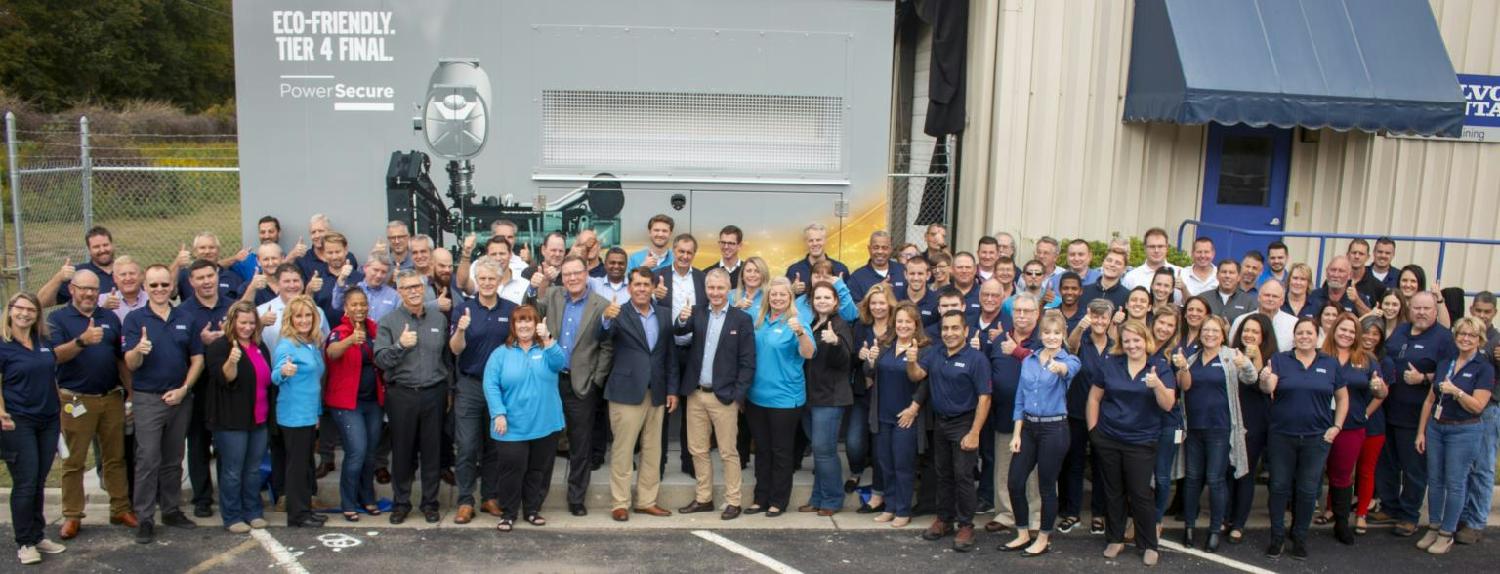 Interns at the Volvo Penta Marina after completing Engine Installation 101 