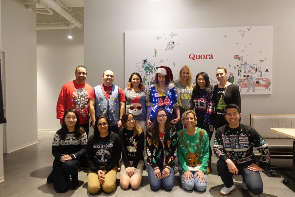 Ugly holiday sweater day at Quora