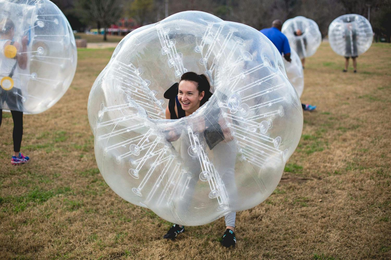 Bubble soccer team bonding