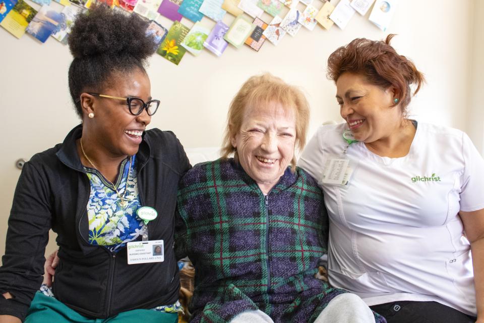 A Gilchrist hospice nurse and hospice aide help a patient maintain her beloved family time at home.