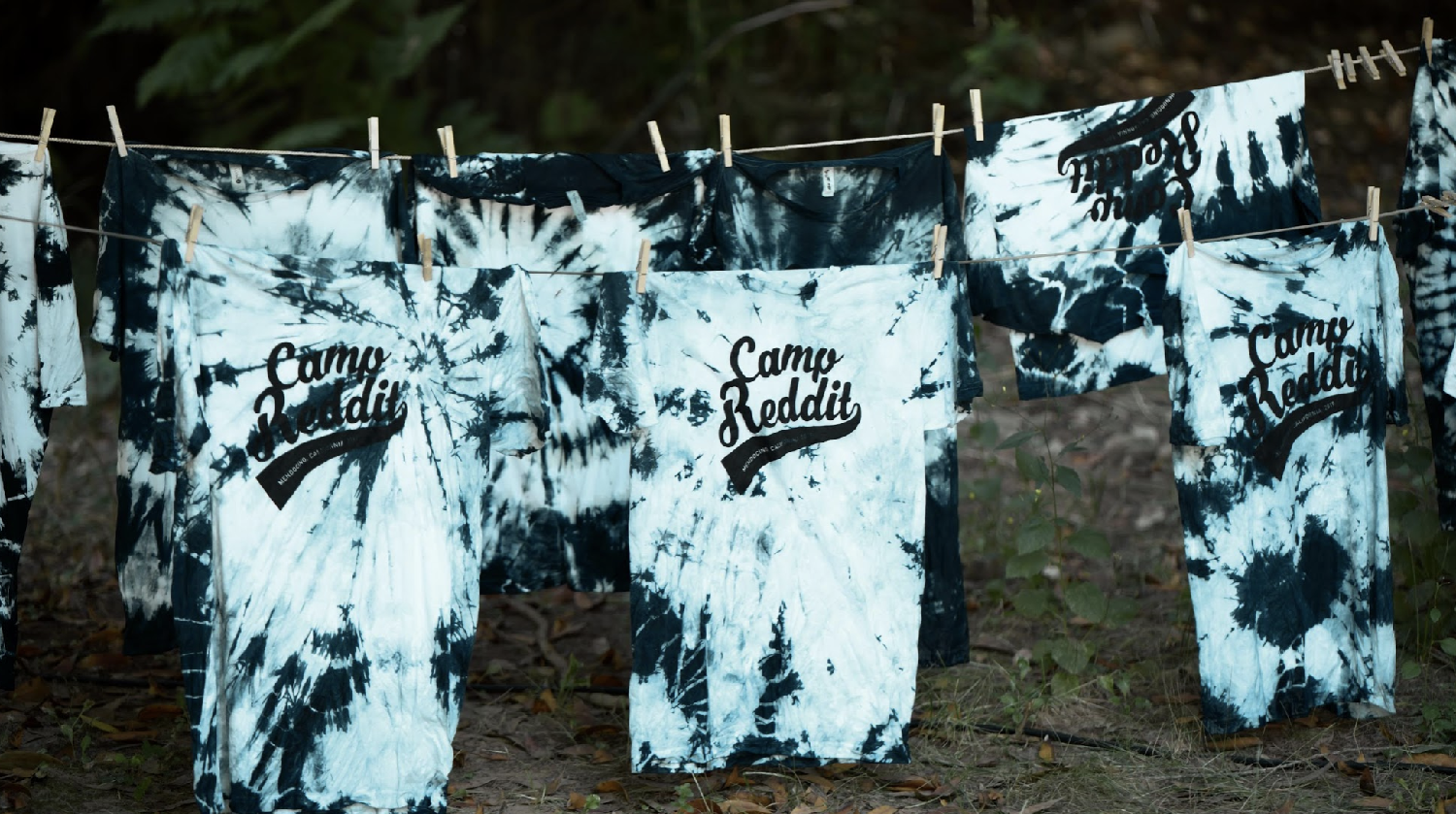 At Camp Reddit, employees can participate in a variety of fun activities including tie-dying. 