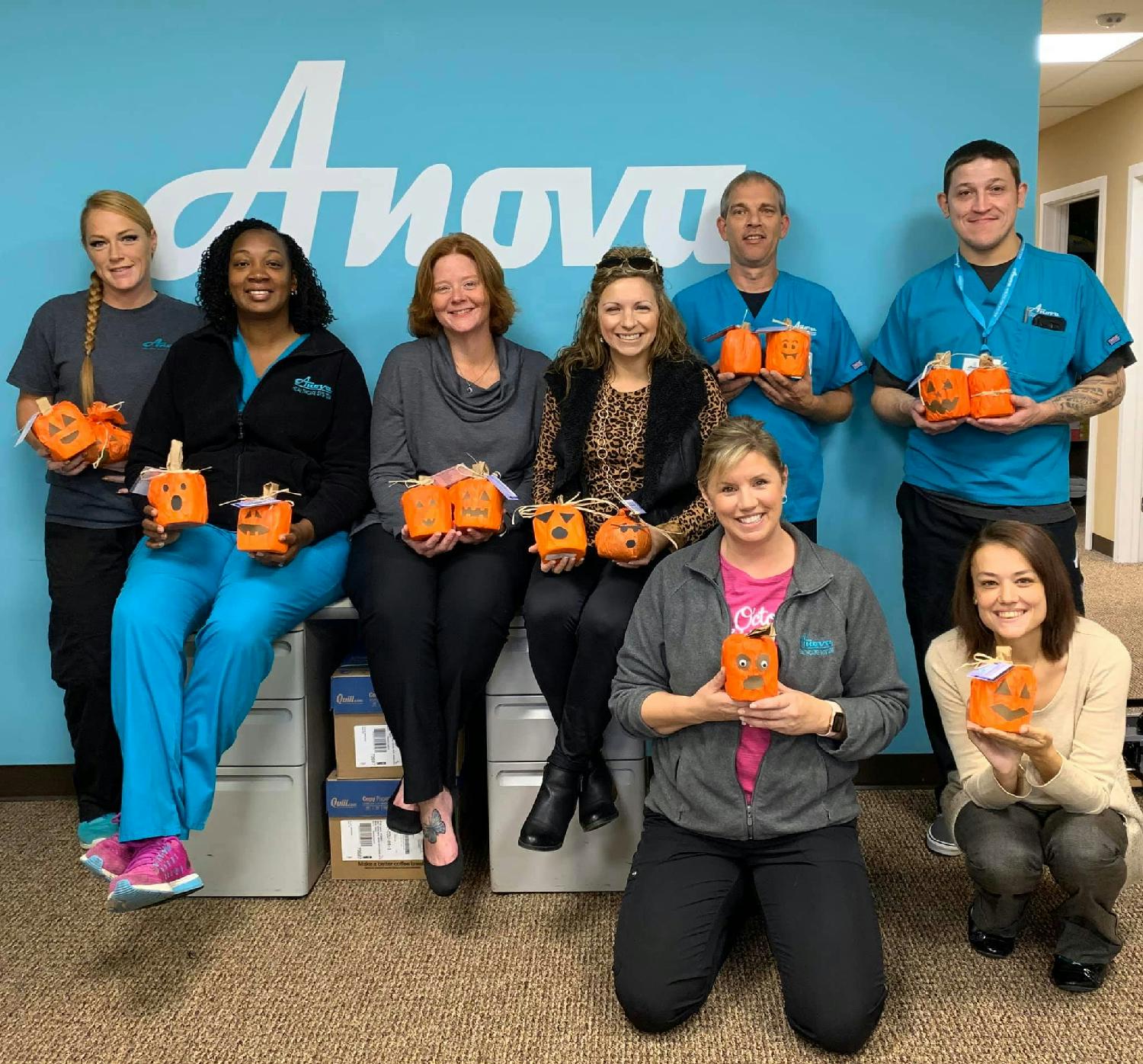 Anova Team made pumpkins for Hospice Patients