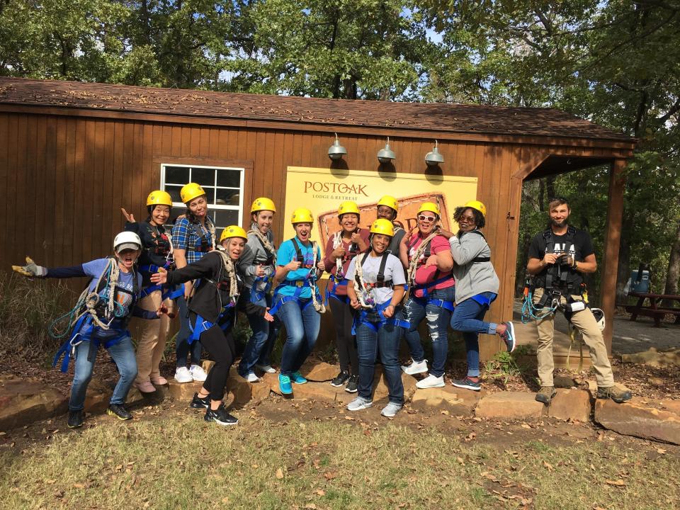 Ziplining at employee retreat