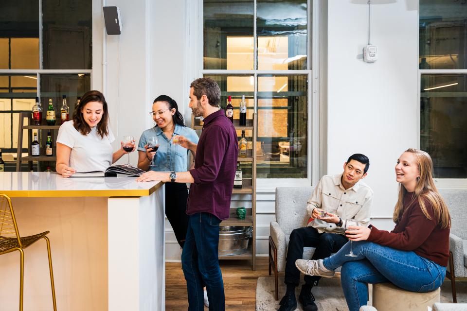 BentoBox team socializing at our in-house bar, BarBento.