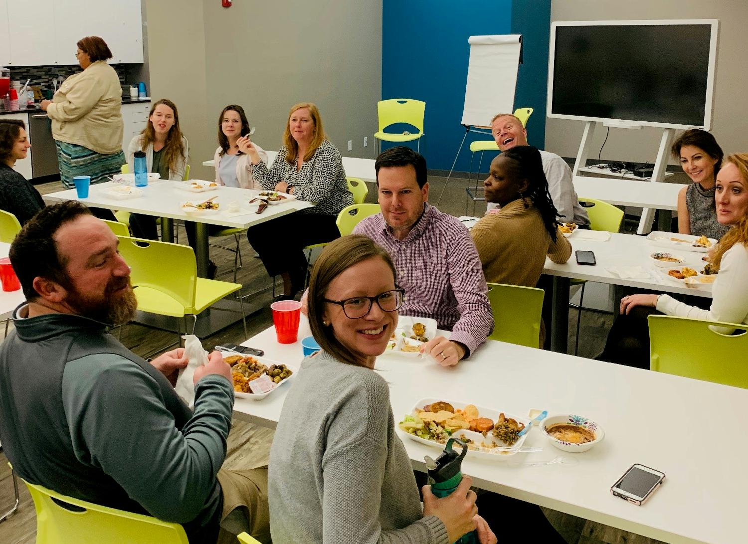 Members of the St. Louis and St. Charles offices gave thanks and introduced new employees to the annual Missouri Pot Luck Fall Feast.